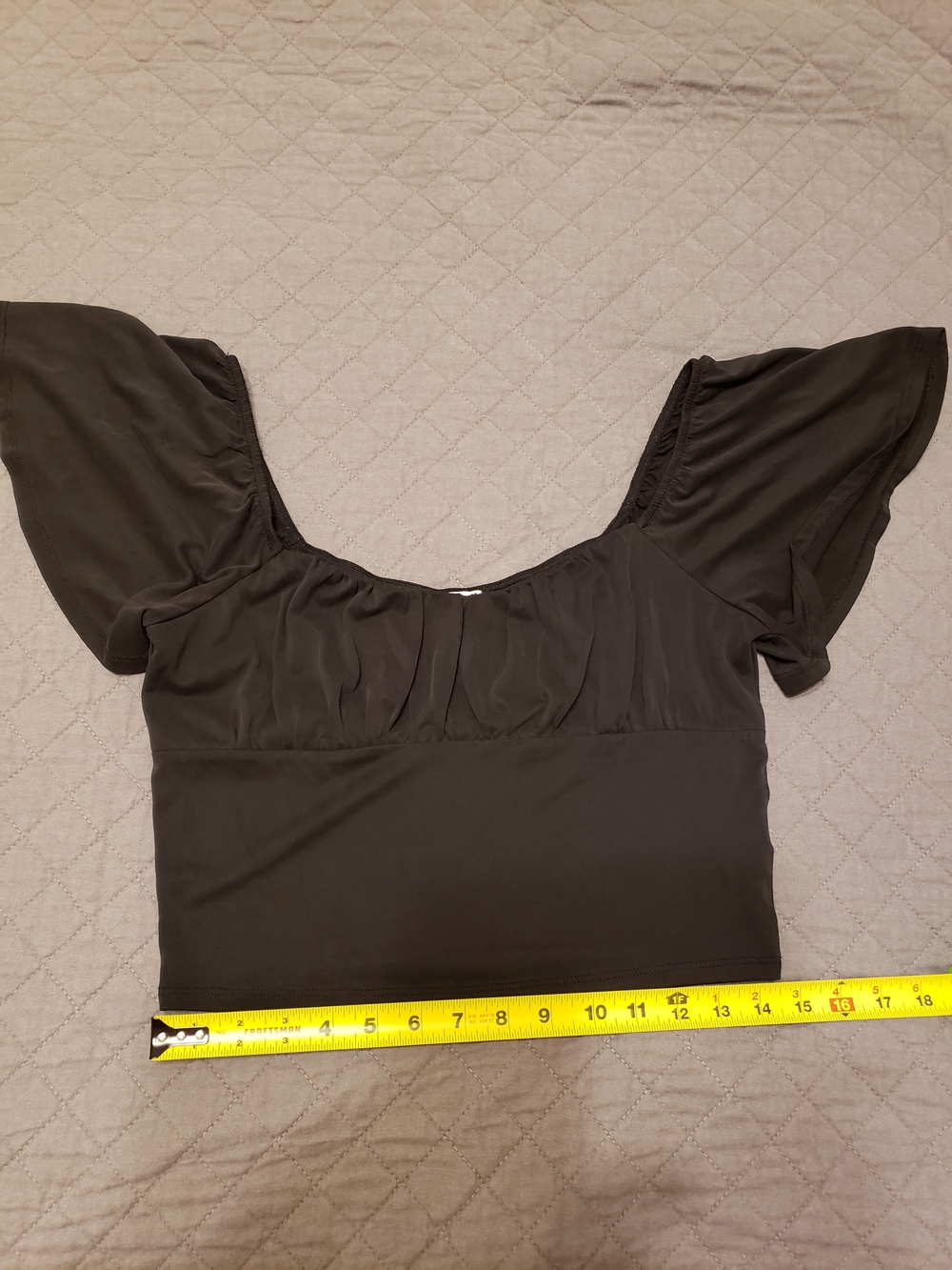 Blue Rain Black Flutter-Sleeve Crop Top